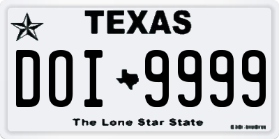 TX license plate DOI9999