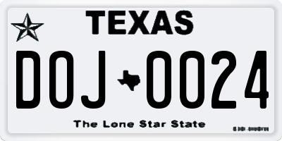 TX license plate DOJ0024