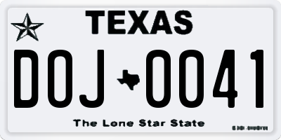 TX license plate DOJ0041