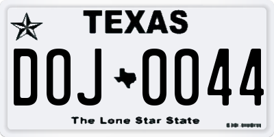TX license plate DOJ0044
