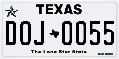 TX license plate DOJ0055