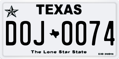 TX license plate DOJ0074