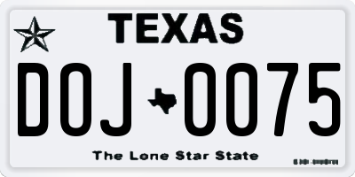 TX license plate DOJ0075
