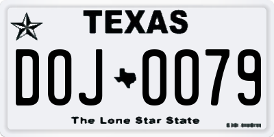 TX license plate DOJ0079