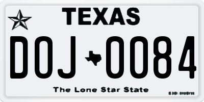 TX license plate DOJ0084