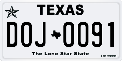 TX license plate DOJ0091
