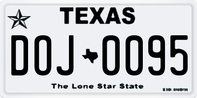 TX license plate DOJ0095