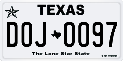TX license plate DOJ0097