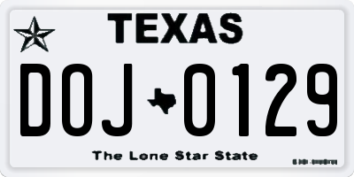 TX license plate DOJ0129