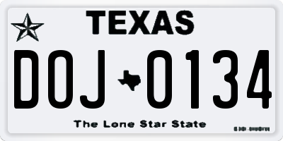 TX license plate DOJ0134