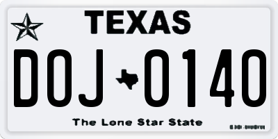 TX license plate DOJ0140
