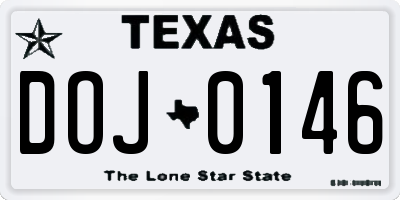 TX license plate DOJ0146