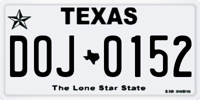 TX license plate DOJ0152