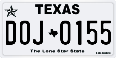 TX license plate DOJ0155