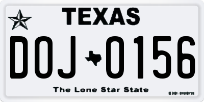 TX license plate DOJ0156