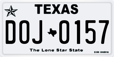 TX license plate DOJ0157