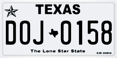 TX license plate DOJ0158