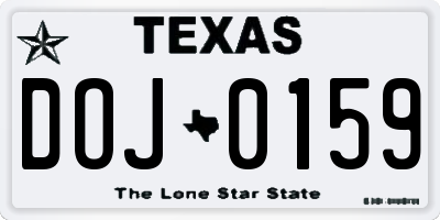 TX license plate DOJ0159