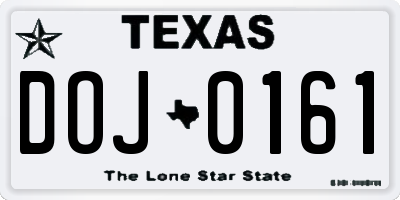 TX license plate DOJ0161