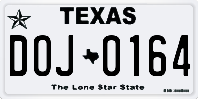 TX license plate DOJ0164
