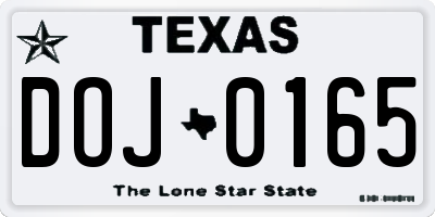 TX license plate DOJ0165