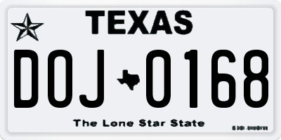 TX license plate DOJ0168