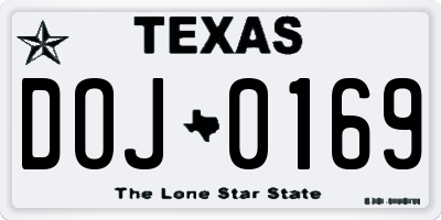 TX license plate DOJ0169