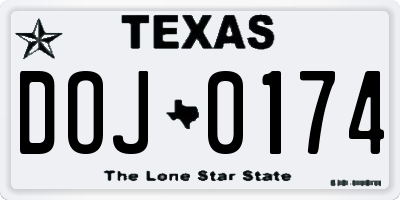 TX license plate DOJ0174