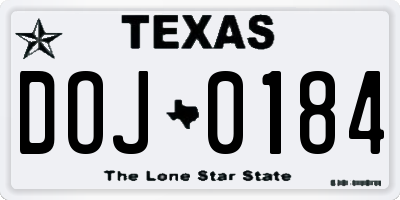 TX license plate DOJ0184
