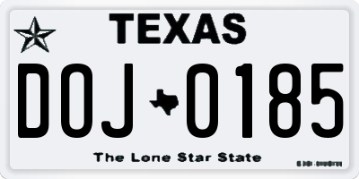 TX license plate DOJ0185