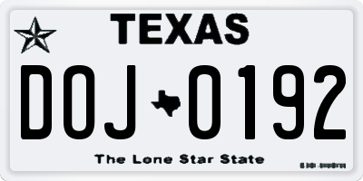 TX license plate DOJ0192