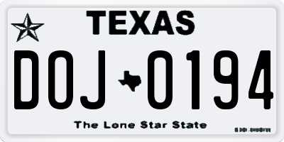 TX license plate DOJ0194