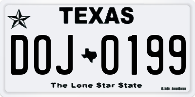 TX license plate DOJ0199