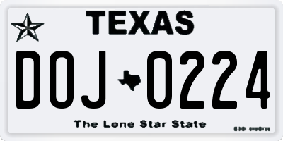 TX license plate DOJ0224
