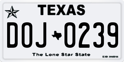 TX license plate DOJ0239