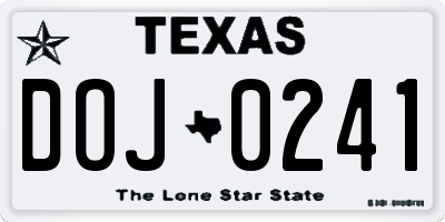 TX license plate DOJ0241
