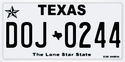 TX license plate DOJ0244
