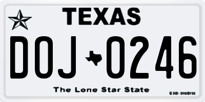 TX license plate DOJ0246