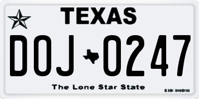TX license plate DOJ0247