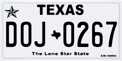 TX license plate DOJ0267