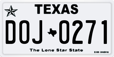 TX license plate DOJ0271