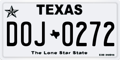 TX license plate DOJ0272