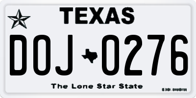 TX license plate DOJ0276