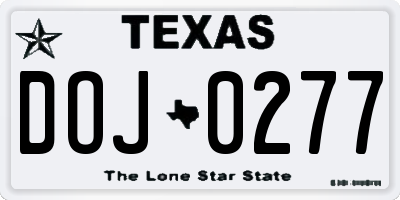 TX license plate DOJ0277