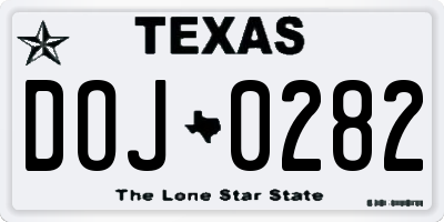 TX license plate DOJ0282