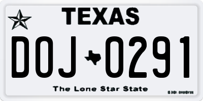 TX license plate DOJ0291