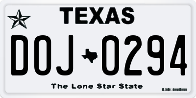 TX license plate DOJ0294