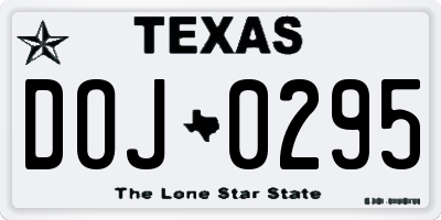 TX license plate DOJ0295