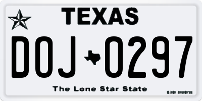 TX license plate DOJ0297