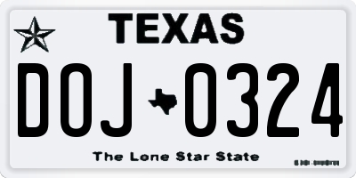 TX license plate DOJ0324